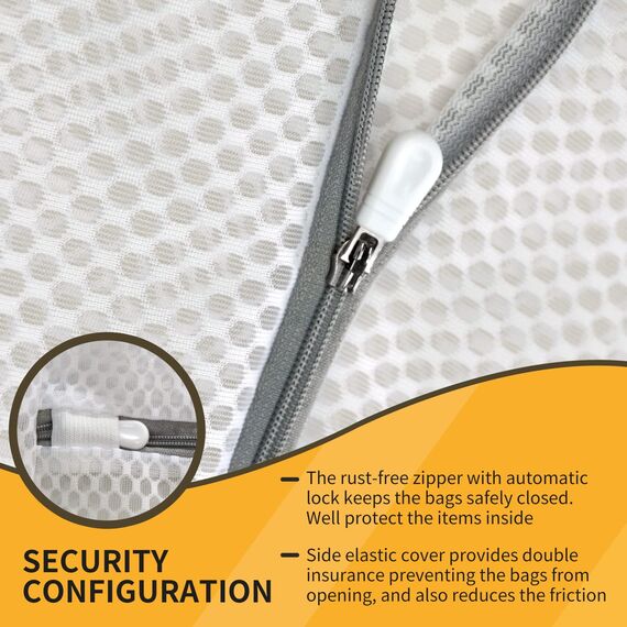 3 Stück Premium Honeycomb Wäschesäcke Feinwäsche Reißverschluss Organisieren Taschen Kleidung Unterwäsche Bluse Socken Extra Stark Klein (Bra+M+L, Weiß)