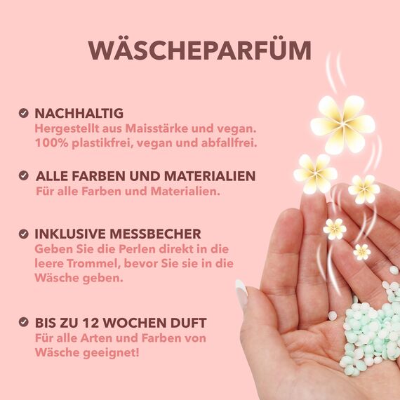 Cosmeau Wäscheparfüm Perlen Kirschblüte - Nachhaltige Duftperlen für Waschmaschine - Bis zu 50 Waschladungen und 24 Wochen Frische - Plästik Frei, Vegan & Zero Waste