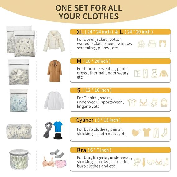 3 Stück Premium Honeycomb Wäschesäcke Feinwäsche Reißverschluss Organisieren Taschen Kleidung Unterwäsche Bluse Socken Extra Stark Klein (Bra+M+L, Weiß)