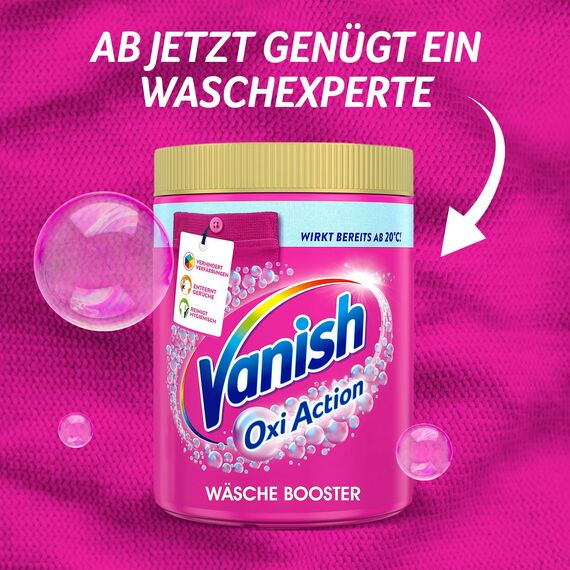 Vanish Oxi Action Pulver Pink – 1 x 1,125 kg – Fleckenentferner und Wäsche-Booster Pulver ohne Chlor – Für bunte Wäsche (Packung mit 3)