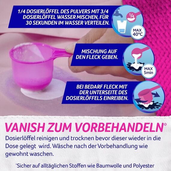Vanish Oxi Action Pulver Pink – 1 x 1,125 kg – Fleckenentferner und Wäsche-Booster Pulver ohne Chlor – Für bunte Wäsche (Packung mit 3)