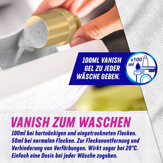 Vanish Oxi Action Powerweiss Gel – 1 x 750 ml - Fleckenentferner und Wäsche-Booster Gel ohne Chlor – Für weiße Wäsche