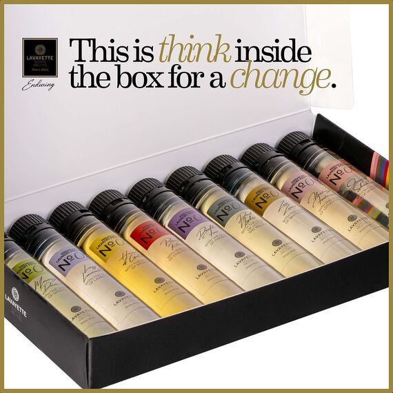 Lavayette Premium - Wäscheparfüm Testpaket - Duft für Kleidung, Bettwäsche, Leinen, Bettwäsche, Flüssigkeit - Geruchsentferner, Wäscheduft - 9x25 ml