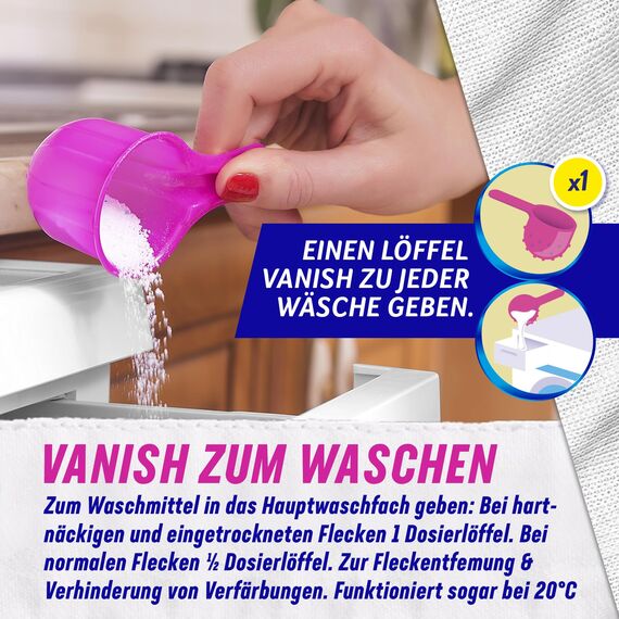 Vanish Oxi Action Powerweiss Pulver – 1 x 1,65 kg – Fleckenentferner und Wäsche-Booster Pulver ohne Chlor – Für weiße Wäsche