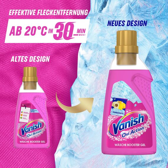 Vanish Oxi Action Gel Pink – 1 x 1,5l – Fleckenentferner und Wäsche-Booster Gel ohne Chlor – Für bunte Wäsche