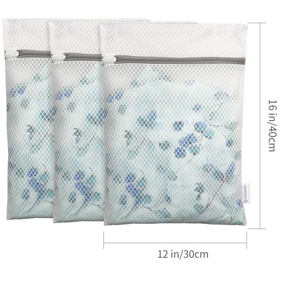 3 Premium-Wäschesäcke mit Wabenstruktur für Feinwäsche mit Reißverschluss, Reiseaufbewahrung, Organisationsbeutel, Kleidung, Waschbeutel für Unterwäsche, Dessous, klein 30x40cm (3S, weiß)