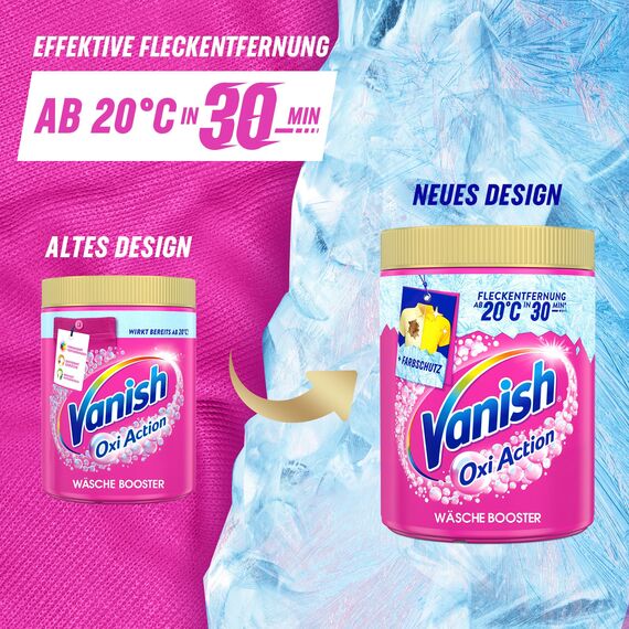 Vanish Oxi Action Pulver Pink – 1 x 1,125 kg – Fleckenentferner und Wäsche-Booster Pulver ohne Chlor – Für bunte Wäsche