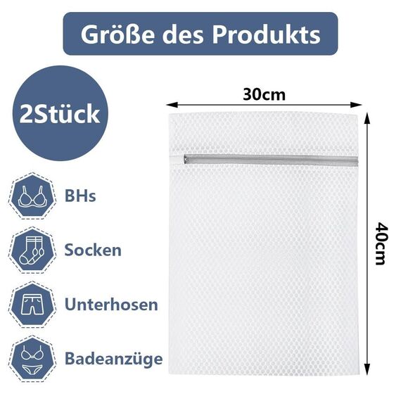 Dreamil Wäschesäcke, 2 Stück Haltbarer Mesh Mit Reißverschluss Wäschesäcke, Reise-Wäschenetz, Verformung Und Falten Der Kleidung Zu Verhindern Für pullover, hemden, unterwäsche（3 größen） ((S 30*40cm))