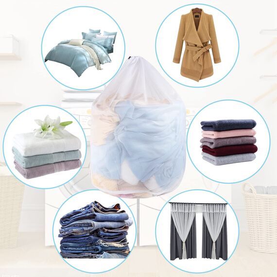 2 Stück Wäschesack, Mesh Wäschenetz für Waschmaschine Wäschebeutel für Waschmaschine Wäschesäcke mit Kordelzug für Mäntel,Plüschtiere,Bluse,Unterwäsche,BH,Socken usw(2L)