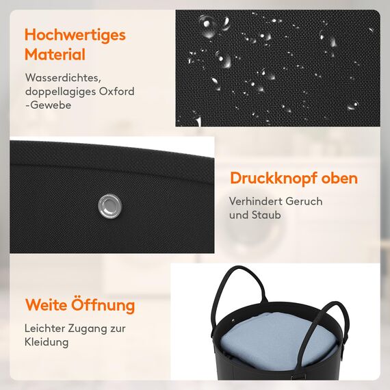Lifewit Wäschekorb 90 L, großer Wäschekorb, Faltbare Wäschesäcke mit Softgriff, Wäschesortierbox für Wohnung, Wohnheim und Wohnwagen, schwarz