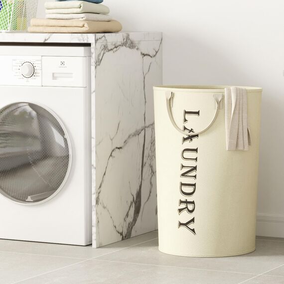 Lifewit 115 L Wäschekorb Faltbar, Wäschesammler, Wäschesack Groß, Wäschekörbe mit Henkel, Schmutzwäschebehälter, Wäschesack für die Wäsche im Wohnheim, Badezimmer, Weiß, 40 x72cm