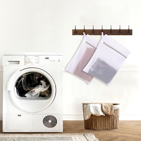 KALIONE Net Wäschesäcke, Mesh Beutel für empfindliche Wäsche, Waben-Dessousbeutel mit Aufhängeschlaufe, für Unterwäsche, BHs, Socken, Babykleidung, Masken (30 x 40cm, 3 Stück)