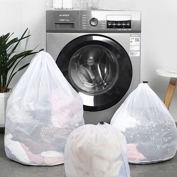 3 Stück Wäschenetz, Mesh Wäschesack für Waschmaschine Wäschebeutel für Waschmaschine Wäschesäcke mit Kordelzug für Pullover, Jeans, Bluse, Unterwäsche, BH, Mäntel, Plüschtiere usw