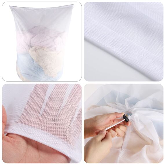 2 Stück Wäschesack, Mesh Wäschenetz für Waschmaschine Wäschebeutel für Waschmaschine Wäschesäcke mit Kordelzug für Mäntel,Plüschtiere,Bluse,Unterwäsche,BH,Socken usw(2L)