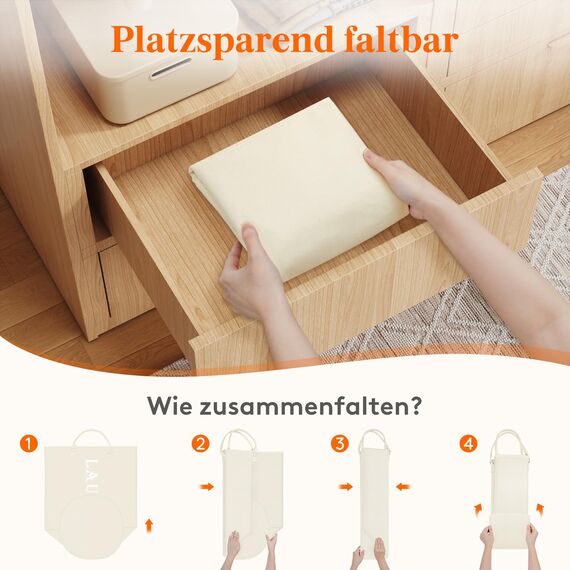 Lifewit Wäschekorb 115 L, X-Large Wäschekorb, faltbare Wäschesäcke mit Softgriff, Wäschesortierbox für Wohnung, Wohnheim und Wohnwagen, weiß