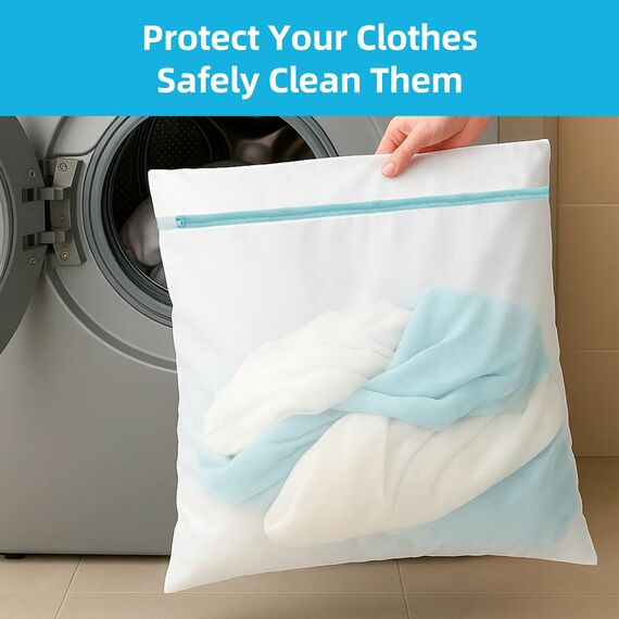 IBOPUXIU 2 Stück Wäschenetz Groß, 60x80 cm Wäschebeutel für Waschmaschine, Große Wäschesäcke für Vorhänge, Mäntel, Bettwäsche, Reise & Babykleidung (Reißfest, Versteckter Reißverschluss)