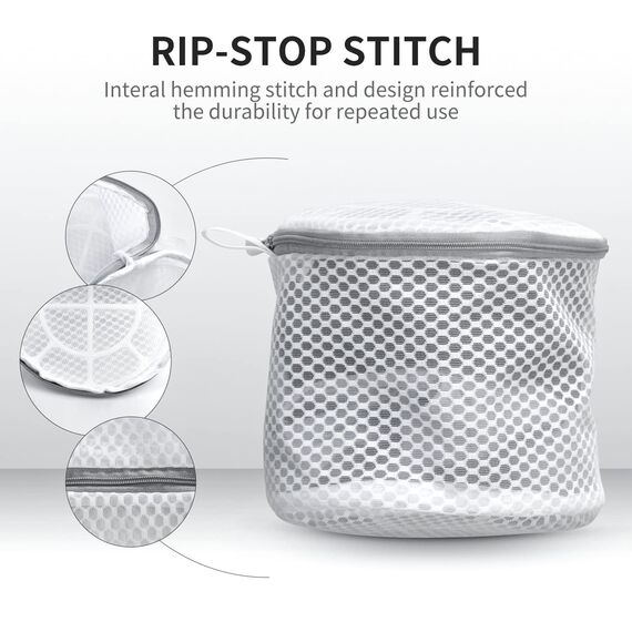 6 hochwertige Wäschesäcke mit Wabenstruktur für Feinwäsche mit Reißverschluss, Reiseaufbewahrung, Organisationsbeutel, Kleidung, Waschbeutel für Unterwäsche, Dessous, BH, Bluse, 1XL, Weiß)