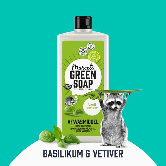 Marcel's Green Soap - Spülmittel Basilicum & Vetiver - Geschirrspülmittel - Umweltfreundlich - Vegan - 97% Biologisch abbaubar - 500 ml