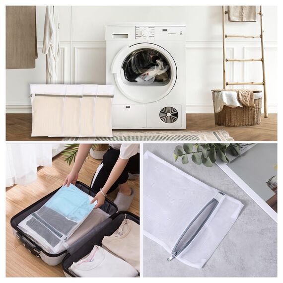 Tyqour Wäschesack Waschmaschine, 4 Stück Wäschesack Groß 40x50cm Net Wäschebeutel, Mesh Wäschenetz für Waschmaschine Wiederverwendbar Wäschebeutel Reise für Pullover, Jeans, Rock, Schuhe