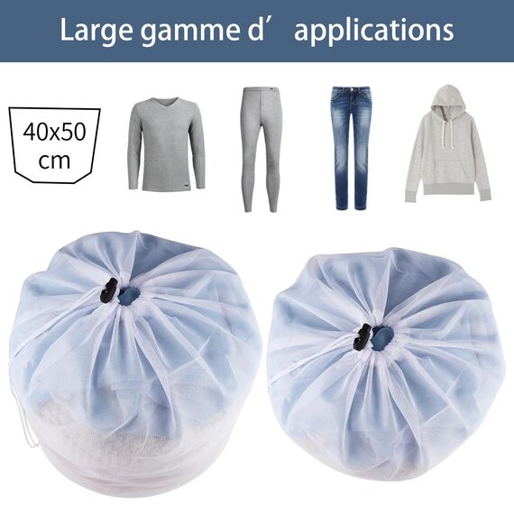 2 Stück Wäschesack,40 x 50 cm Mesh Wäschenetz für Waschmaschine Wäschebeutel für Waschmaschine Wäschesäcke mit Kordelzug für Babykleidung,Bluse,Unterwäsche,BH,Socken usw
