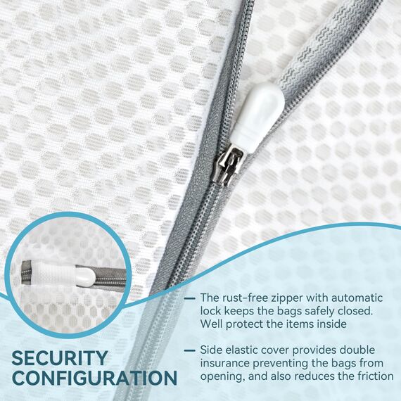 3 Prämie Wäschesäcke mit Wabenstruktur für Feinwäsche mit Reißverschluss, Reiseaufbewahrung, Organisationsbeutel, Kleidung, Waschbeutel für Unterwäsche, Dessous, BH, Bluse, Strumpfwaren, (2Bra+1S)