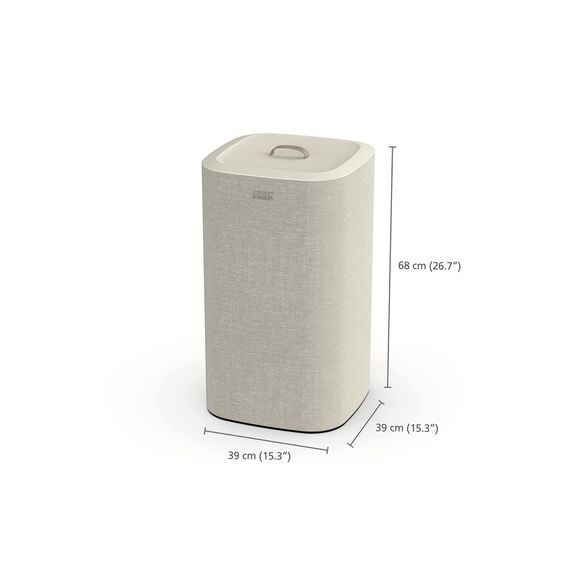 Joseph Joseph Tota 60-Liter-Wäschesortierkorb mit Deckel, 2 herausnehmbare Wäschesäcke mit Griffen, Ecru