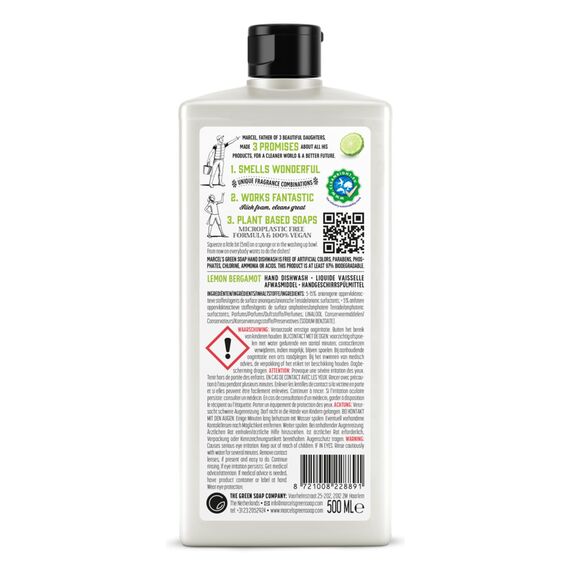 Marcel's Green Soap - Spülmittel Zitrone & Bergamotte - Geschirrspülmittel - Vegan - 97% Biologisch abbaubar - 500 ml