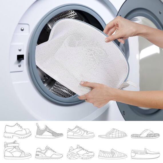 Birswoil Waschbeutel Schuhe, 2 Stück Schuhwaschbeutel Wäschenetze Waschmaschine mit Stabiel Reißverschluss für Sneaker, Socken, Unterwäsche und Empfindliche Kleidung