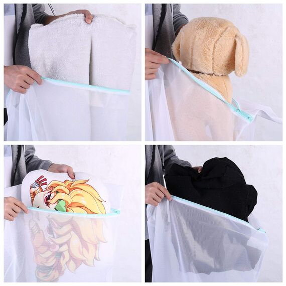 metagio 2er Pack Wäschesäcke, 60x80cm Extra Große Wäschenetz mit Reißverschluß für Waschmaschine, besonders strapazierfähig mit zuverlässigem Verschluss,für Vorhänge, Mäntel, Pullover, Bettwäsche