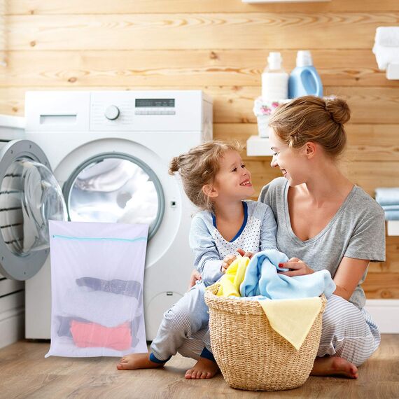 metagio 2er Pack Wäschesäcke, 60x80cm Extra Große Wäschenetz mit Reißverschluß für Waschmaschine, besonders strapazierfähig mit zuverlässigem Verschluss,für Vorhänge, Mäntel, Pullover, Bettwäsche