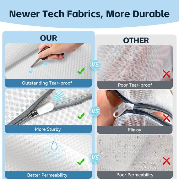 3 Prämie Wäschesäcke mit Wabenstruktur für Feinwäsche mit Reißverschluss, Reiseaufbewahrung, Organisationsbeutel, Kleidung, Waschbeutel für Unterwäsche, Dessous, BH, Bluse, Strumpfwaren, (2Bra+1S)