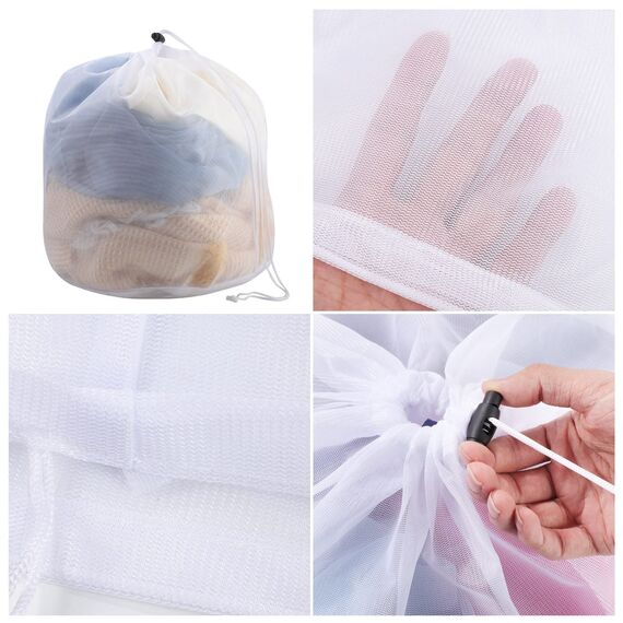 3 Stücke Wäschenetz für Waschmaschine, Wäschesack Waschmaschine Wäschebeutel mit Kordelstopper Wäschesäcke Feinmaschig Wäschetaschen für Babywäsche BH Unterwäsche(30 * 40cm,40 * 50cm,50 * 60 cm)