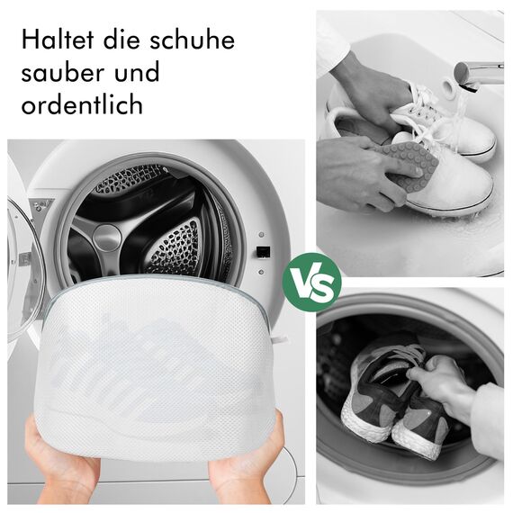 Birswoil Waschbeutel Schuhe, 2 Stück Schuhwaschbeutel Wäschenetze Waschmaschine mit Stabiel Reißverschluss für Sneaker, Socken, Unterwäsche und Empfindliche Kleidung