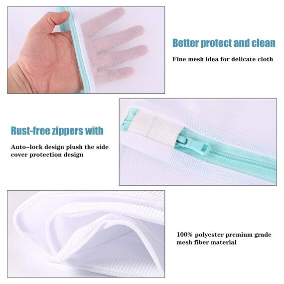 metagio 2er Pack Wäschesäcke, 60x80cm Extra Große Wäschenetz mit Reißverschluß für Waschmaschine, besonders strapazierfähig mit zuverlässigem Verschluss,für Vorhänge, Mäntel, Pullover, Bettwäsche