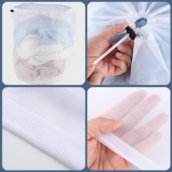 2 Stück Wäschesack,40 x 50 cm Mesh Wäschenetz für Waschmaschine Wäschebeutel für Waschmaschine Wäschesäcke mit Kordelzug für Babykleidung,Bluse,Unterwäsche,BH,Socken usw