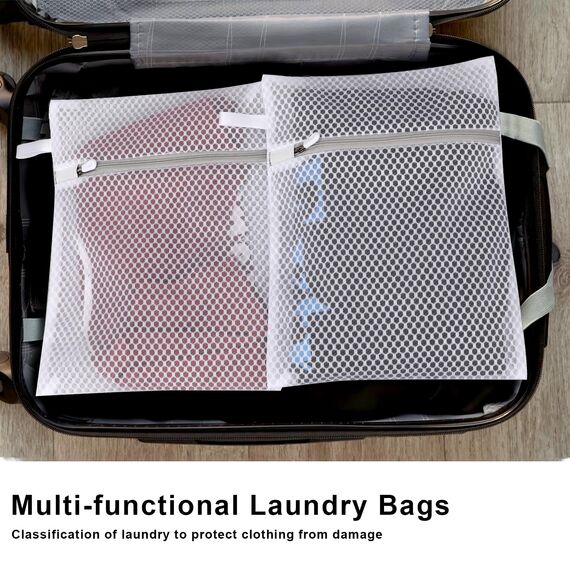 KALIONE Net Wäschebeutel, 4 Stück Mesh Wäschesäcke, Waben-Dessousbeutel mit Aufhängeschlaufe