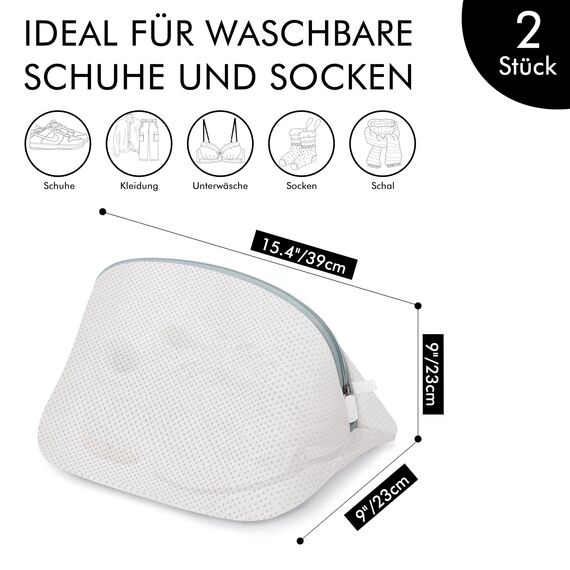 Birswoil Waschbeutel Schuhe, 2 Stück Schuhwaschbeutel Wäschenetze Waschmaschine mit Stabiel Reißverschluss für Sneaker, Socken, Unterwäsche und Empfindliche Kleidung