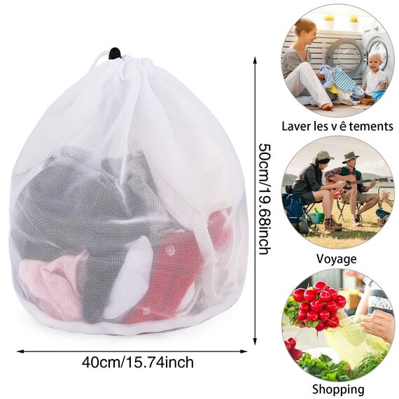 2 Stück Wäschesack,40 x 50 cm Mesh Wäschenetz für Waschmaschine Wäschebeutel für Waschmaschine Wäschesäcke mit Kordelzug für Babykleidung,Bluse,Unterwäsche,BH,Socken usw
