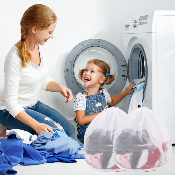 2 Stück Wäschesack,40 x 50 cm Mesh Wäschenetz für Waschmaschine Wäschebeutel für Waschmaschine Wäschesäcke mit Kordelzug für Babykleidung,Bluse,Unterwäsche,BH,Socken usw