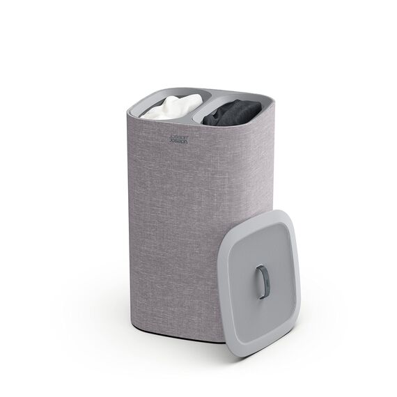 Joseph Joseph Tota 60-Liter-Wäschesortierkorb mit Deckel, 2 herausnehmbare Wäschesäcke mit Griffen, Grau