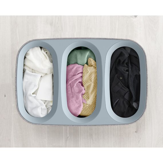 Joseph Joseph Tota - Trio 90-Liter-Wäschesortierkorb mit Deckel, 3 herausnehmbare Wäschesäcke mit Griffen, Grau