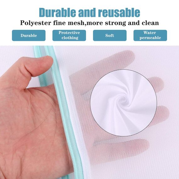 metagio 2er Pack Wäschesäcke, 60x80cm Extra Große Wäschenetz mit Reißverschluß für Waschmaschine, besonders strapazierfähig mit zuverlässigem Verschluss,für Vorhänge, Mäntel, Pullover, Bettwäsche