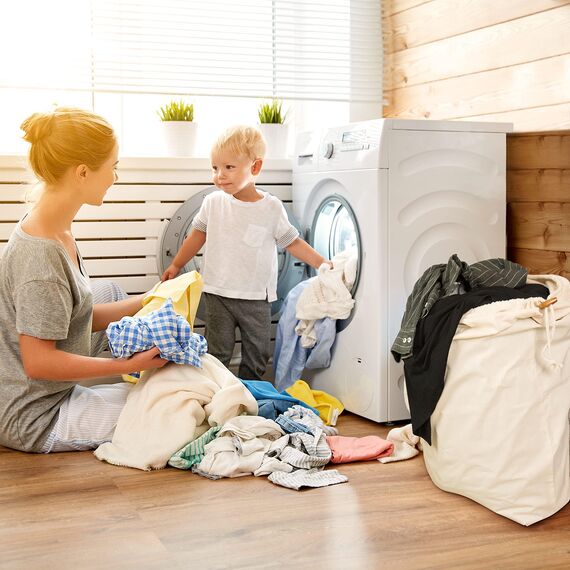 Naturstube® Wäschesack, 2er Set 50 x 70 cm - Strapazierfähige 45l Wäschebeutel Reise, 100% Baumwolle [Öko-Tex zertifiziert], Wäschesäcke, Stoffbeutel Groß, Laundry Bag, Schmutzwäschebeutel Reise