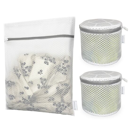 3 Prämie Wäschesäcke mit Wabenstruktur für Feinwäsche mit Reißverschluss, Reiseaufbewahrung, Organisationsbeutel, Kleidung, Waschbeutel für Unterwäsche, Dessous, BH, Bluse, Strumpfwaren, (2Bra+1S)