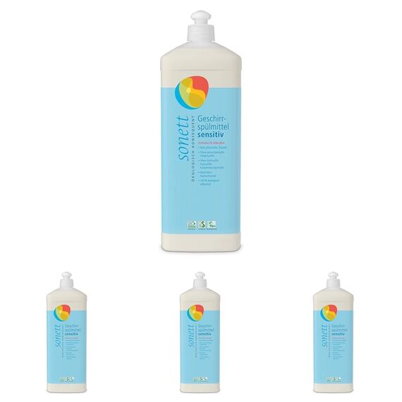 Sonett Geschirrspülmittel sensitiv, 1 Liter (Packung mit 4)