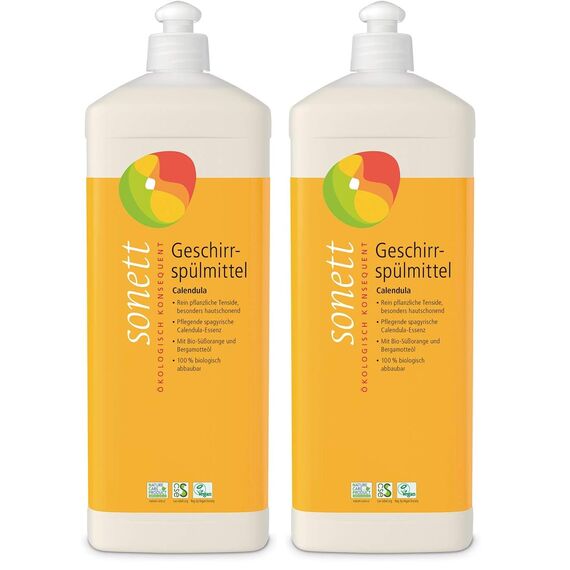 Sonett Geschirrspülmittel Calendula, 1 Liter (Packung mit 2)