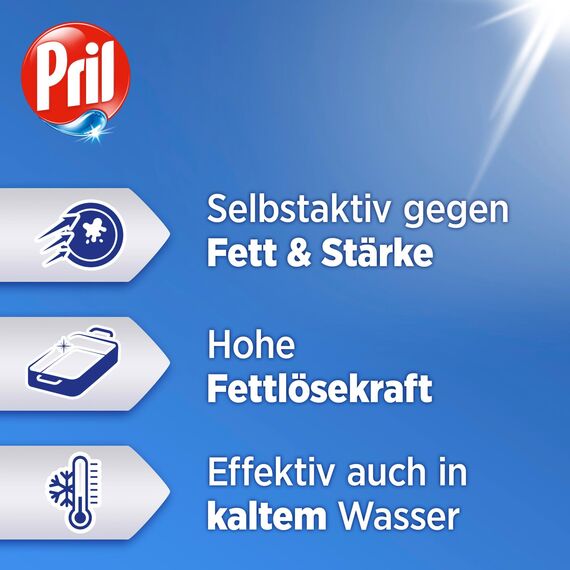 PRIL Original Limette (6x 675 ml), Handgeschirrspülmittel mit höchster Fettlösekraft, für sauberes Geschirr auch in kaltem Wasser, frischer Limettenduft