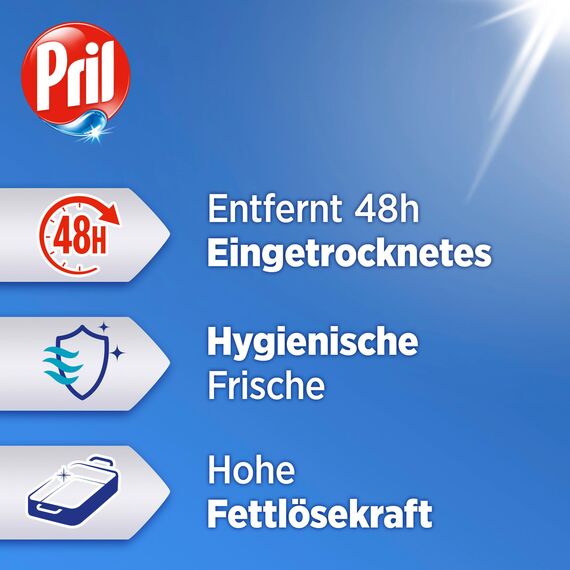 PRIL Kraft Gel Hygienische Frische (6x 450 ml), Handgeschirrspülmittel mit höchster Fettlösekraft, für sauberes Geschirr auch in kaltem Wasser, entfernt schlechte Gerüche