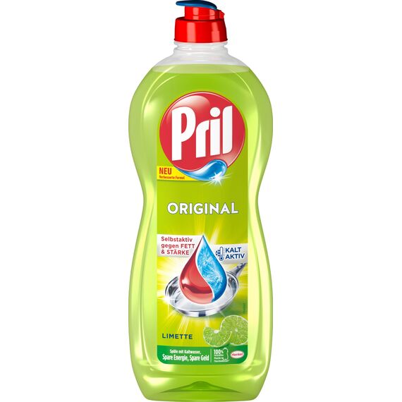 PRIL Original Limette (14 x 675 ml), Handgeschirrspülmittel mit höchster Fettlösekraft, für sauberes Geschirr auch in kaltem Wasser, frischer Limettenduft