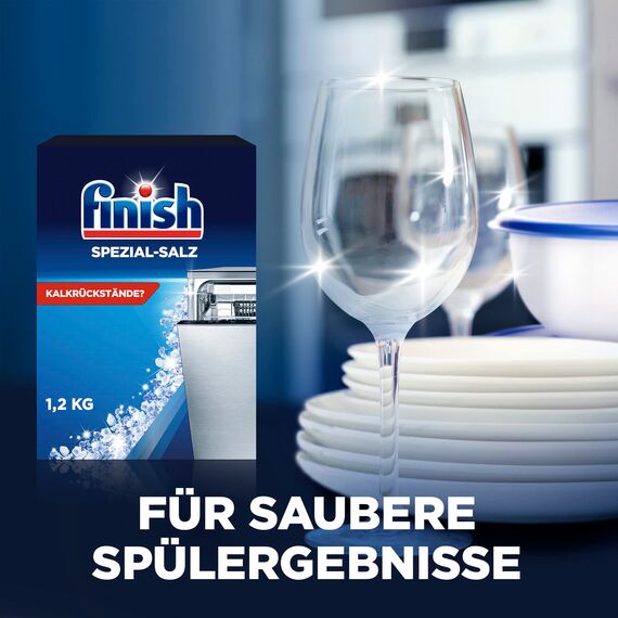 Finish Spezial-Salz – Spülmaschinensalz zum Schutz vor Kalkablagerungen und Wasserflecken – Multipack mit 8 x 1,2 kg